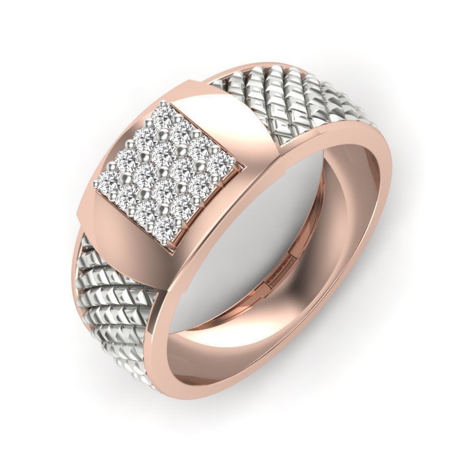 Stylish ring with diamonds 3D print model 3D print model_9