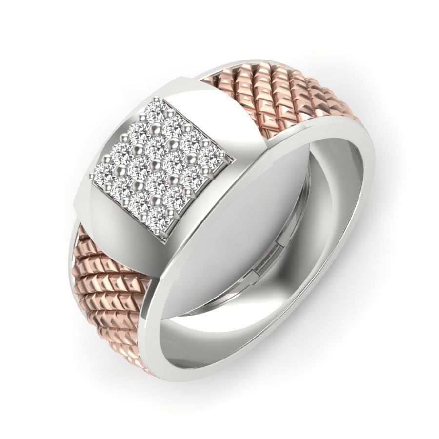 Stylish ring with diamonds 3D print model 3D print model_19
