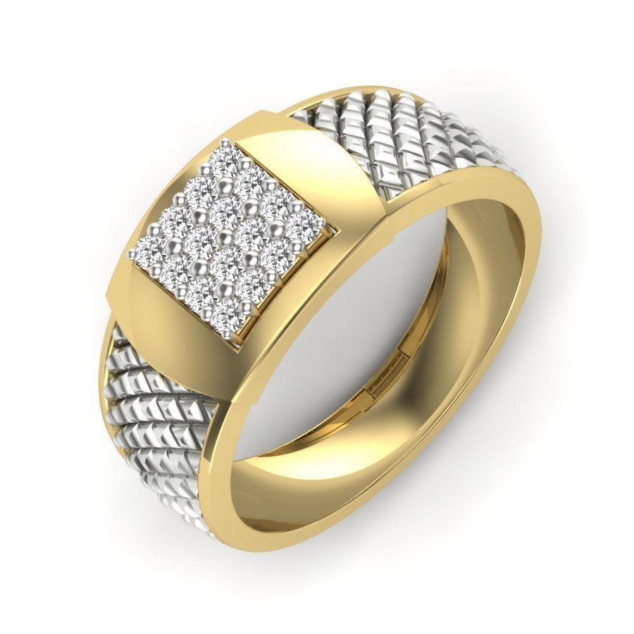 Stylish ring with diamonds 3D print model 3D print model_1