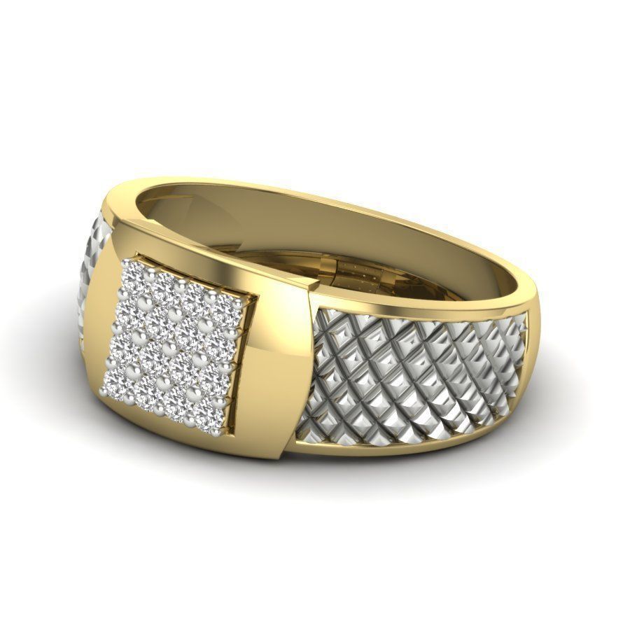 Stylish ring with diamonds 3D print model 3D print model_15