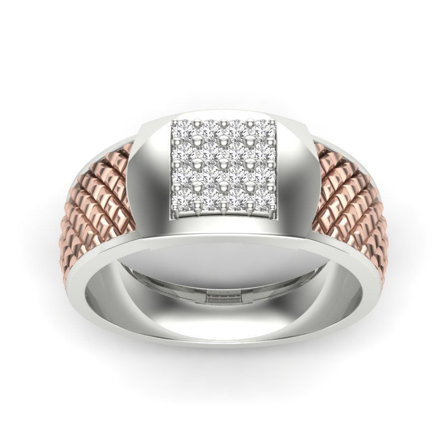 Stylish ring with diamonds 3D print model 3D print model_21