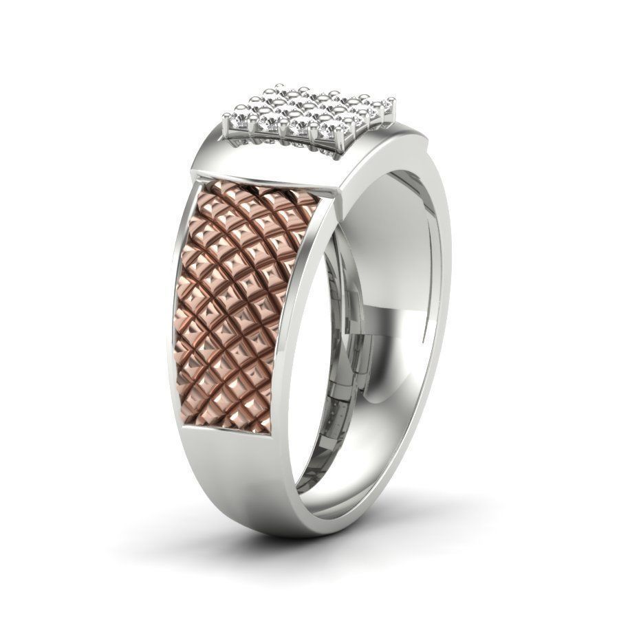 Stylish ring with diamonds 3D print model 3D print model_5