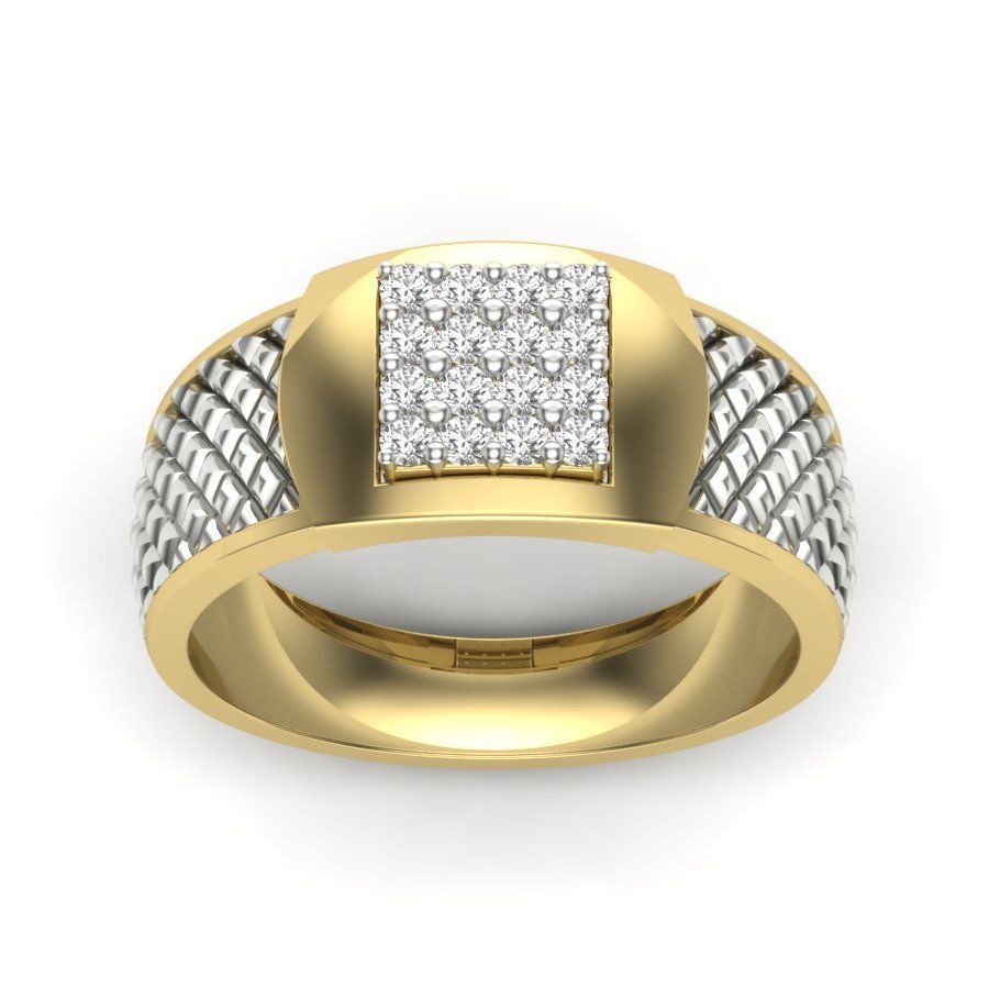 Stylish ring with diamonds 3D print model 3D print model_3