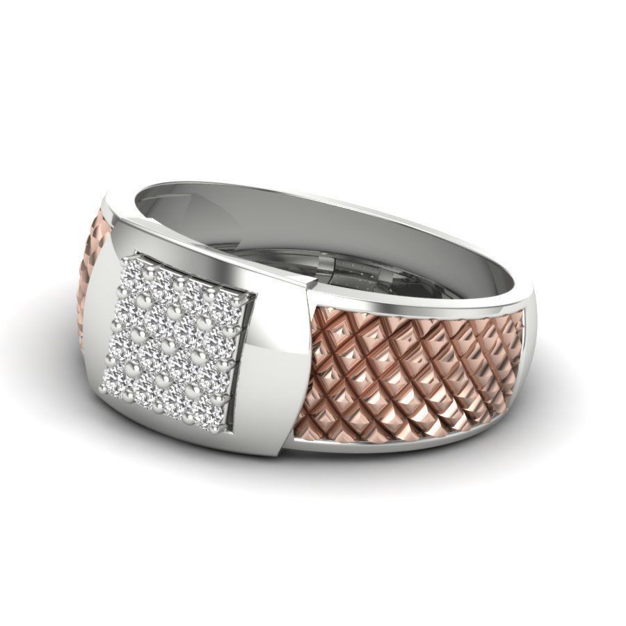 Stylish ring with diamonds 3D print model 3D print model_6