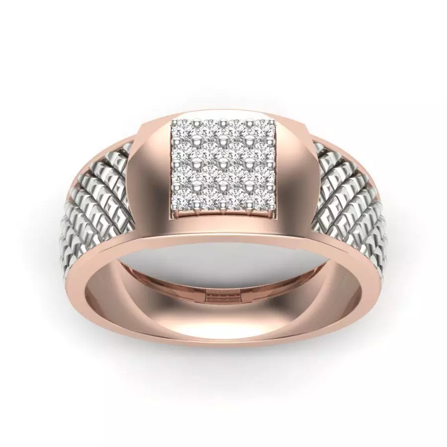 Stylish ring with diamonds 3D print model 3D print model_0