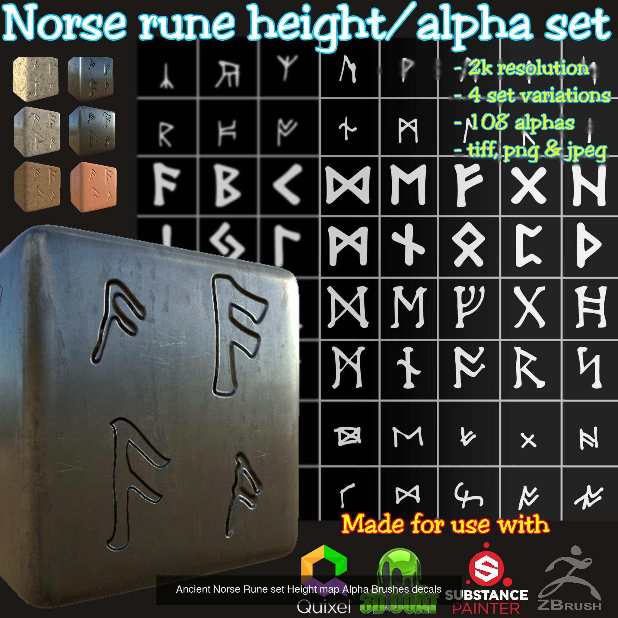 ancient symbols and runes Alpha Brushes bundle Texture_6