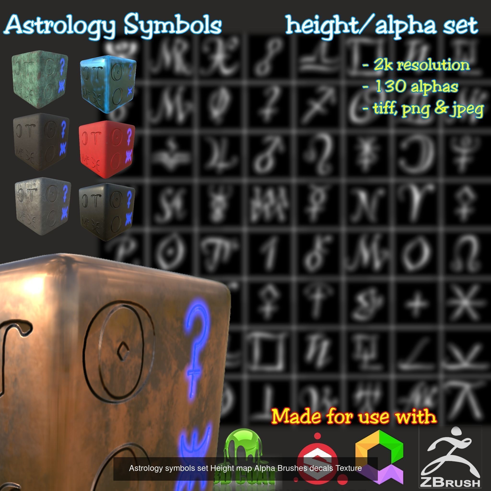 ancient symbols and runes Alpha Brushes bundle Texture_10