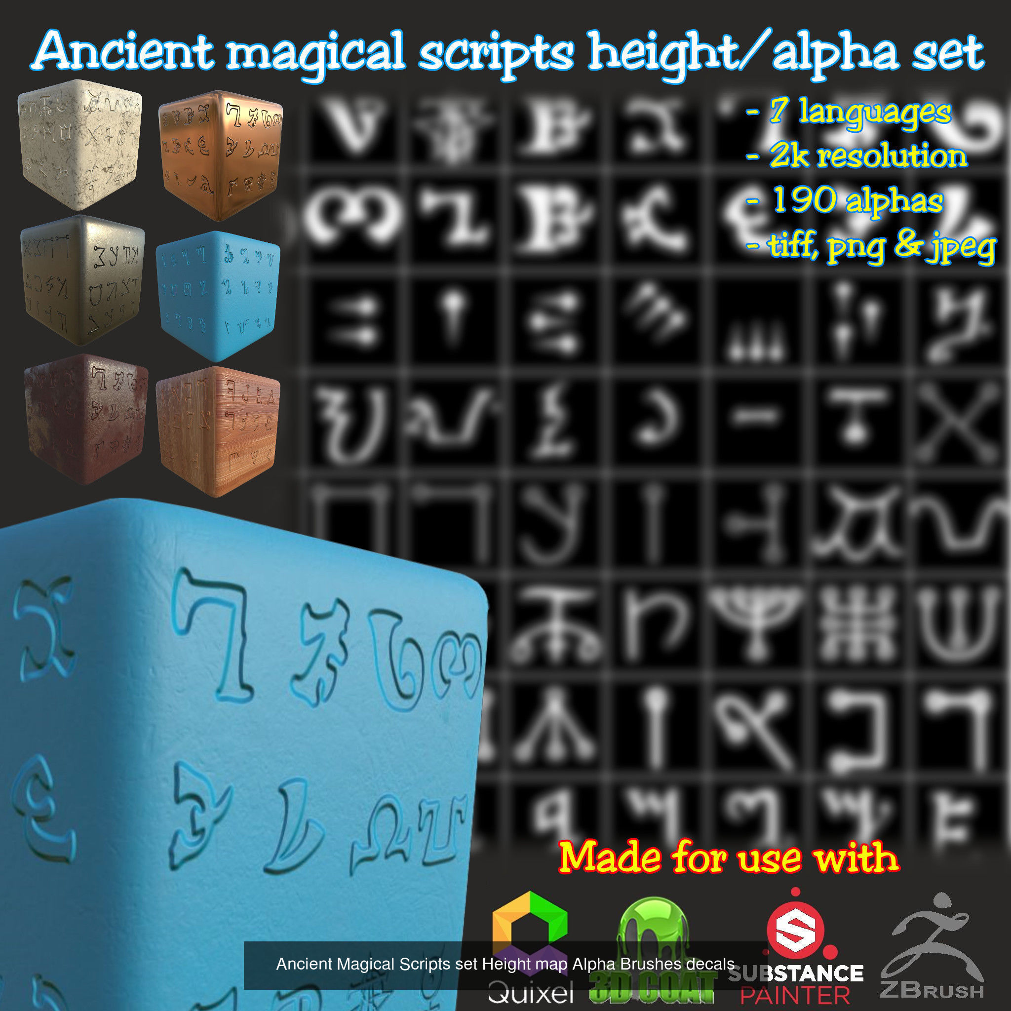 ancient symbols and runes Alpha Brushes bundle Texture_8