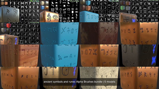 ancient symbols and runes Alpha Brushes bundle Texture