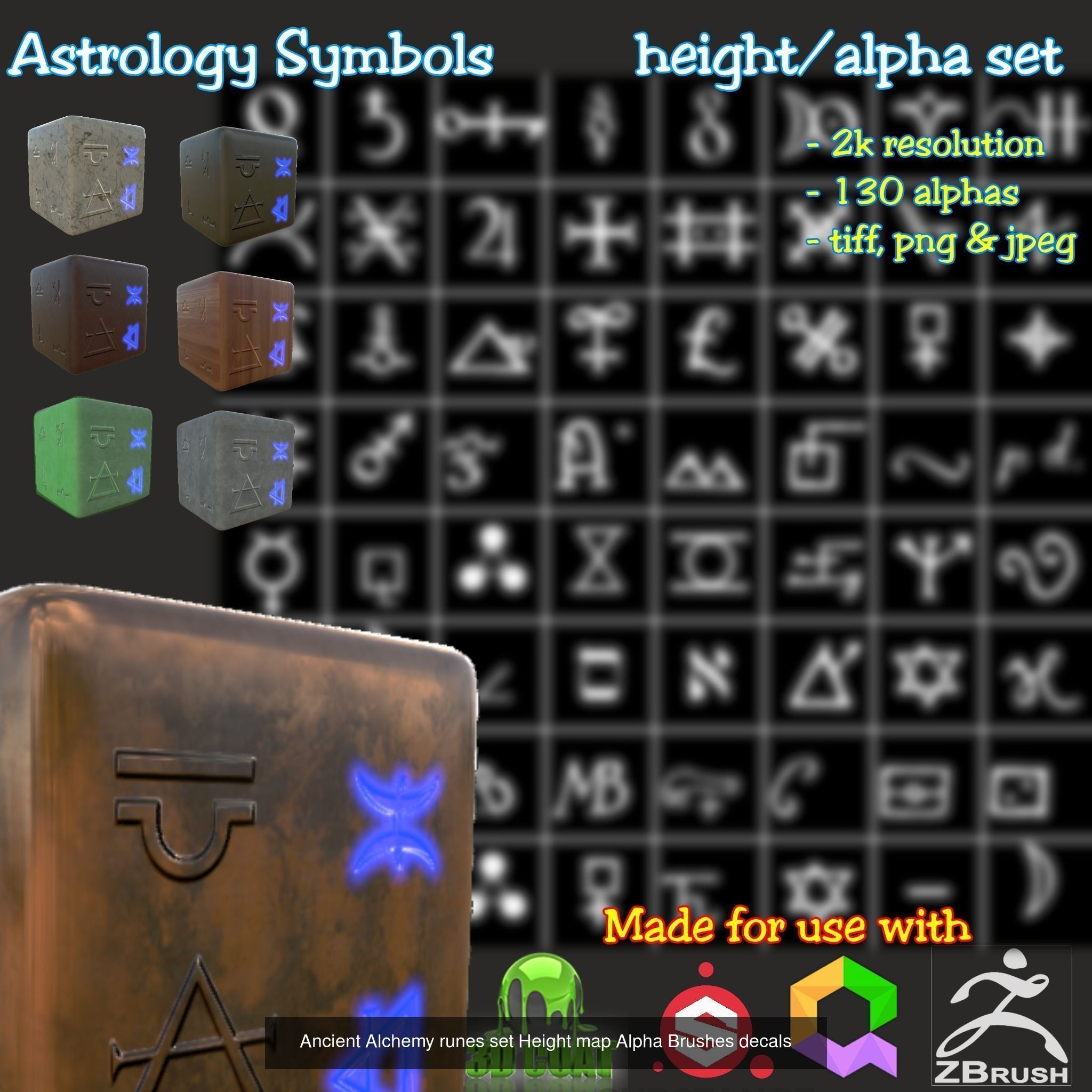 ancient symbols and runes Alpha Brushes bundle Texture_9