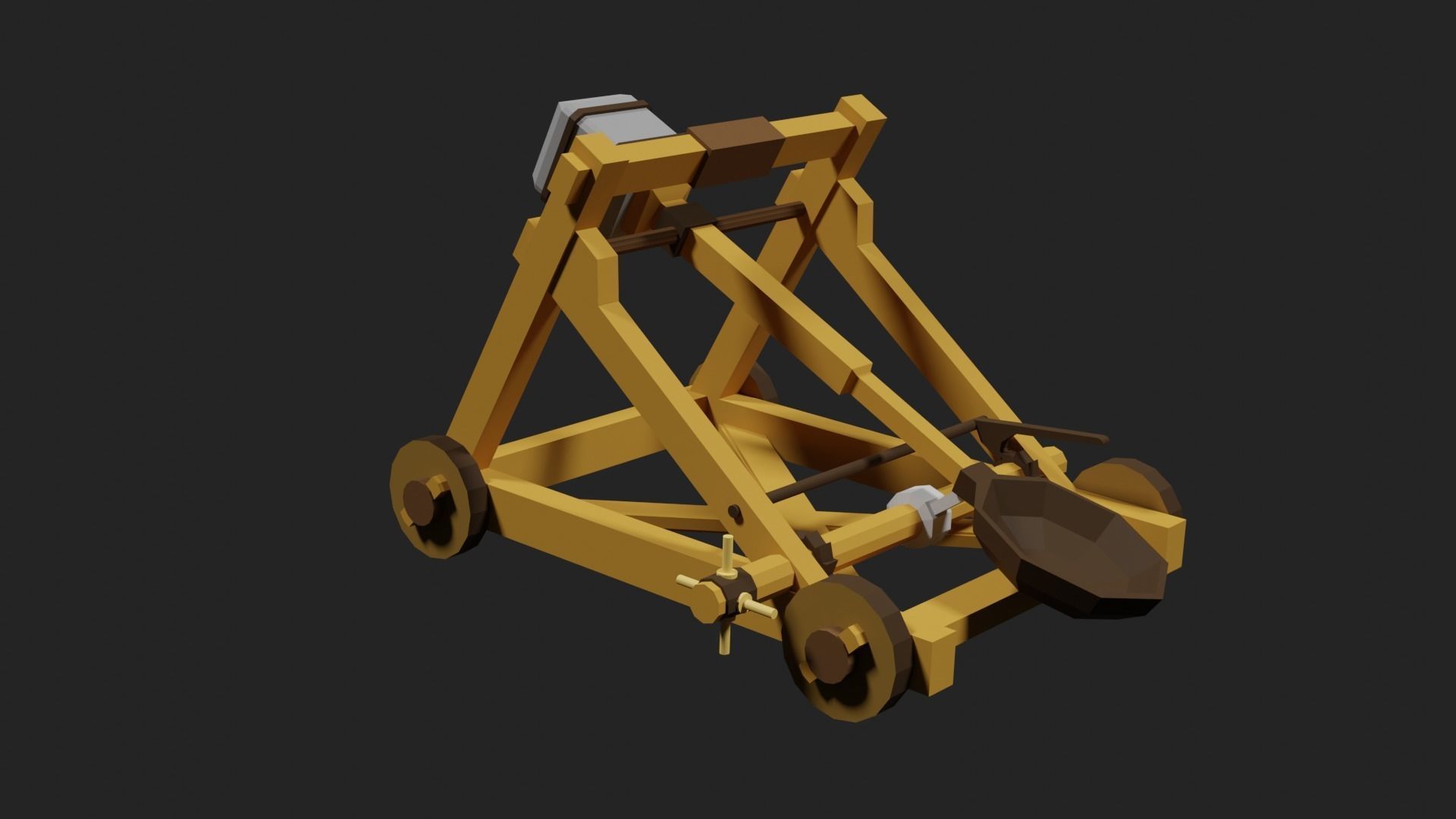 Lowpoly Catapult Low-poly 3D model_28