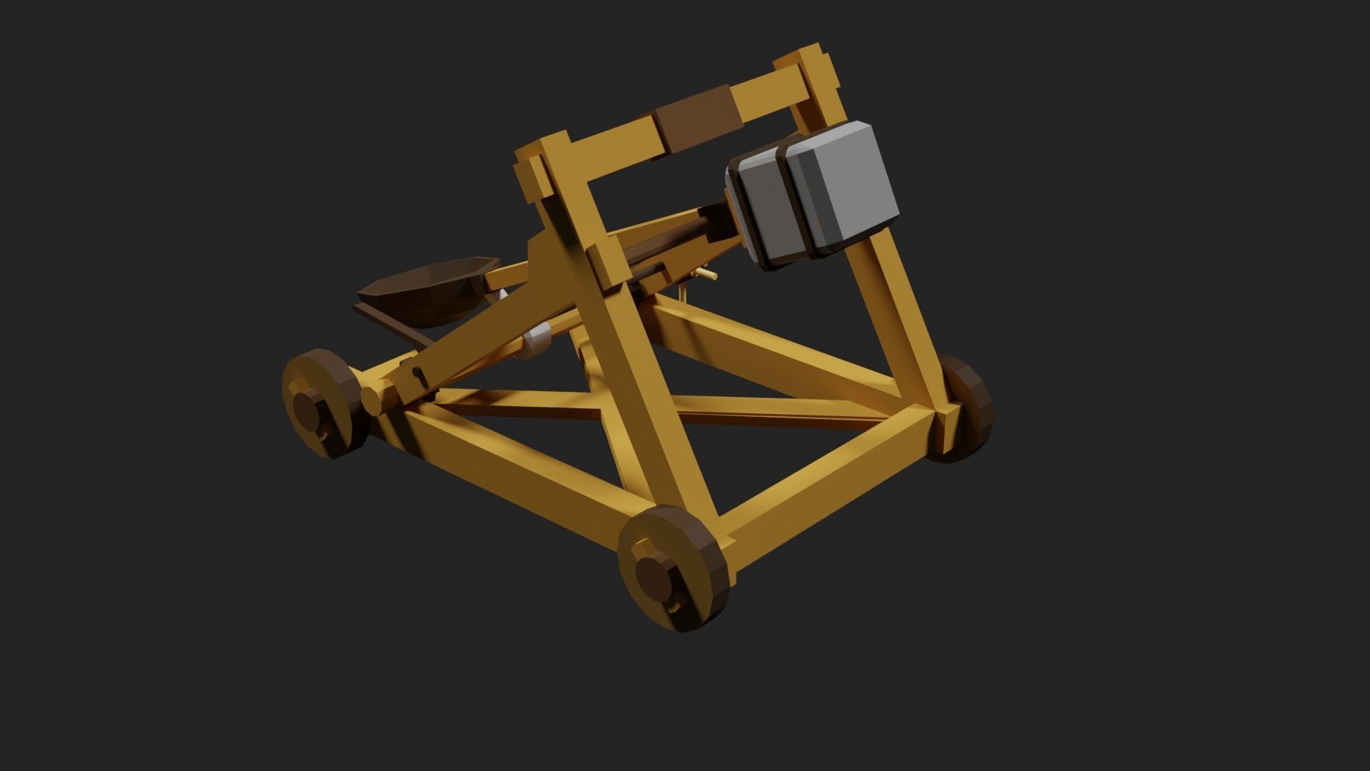 Lowpoly Catapult Low-poly 3D model_13