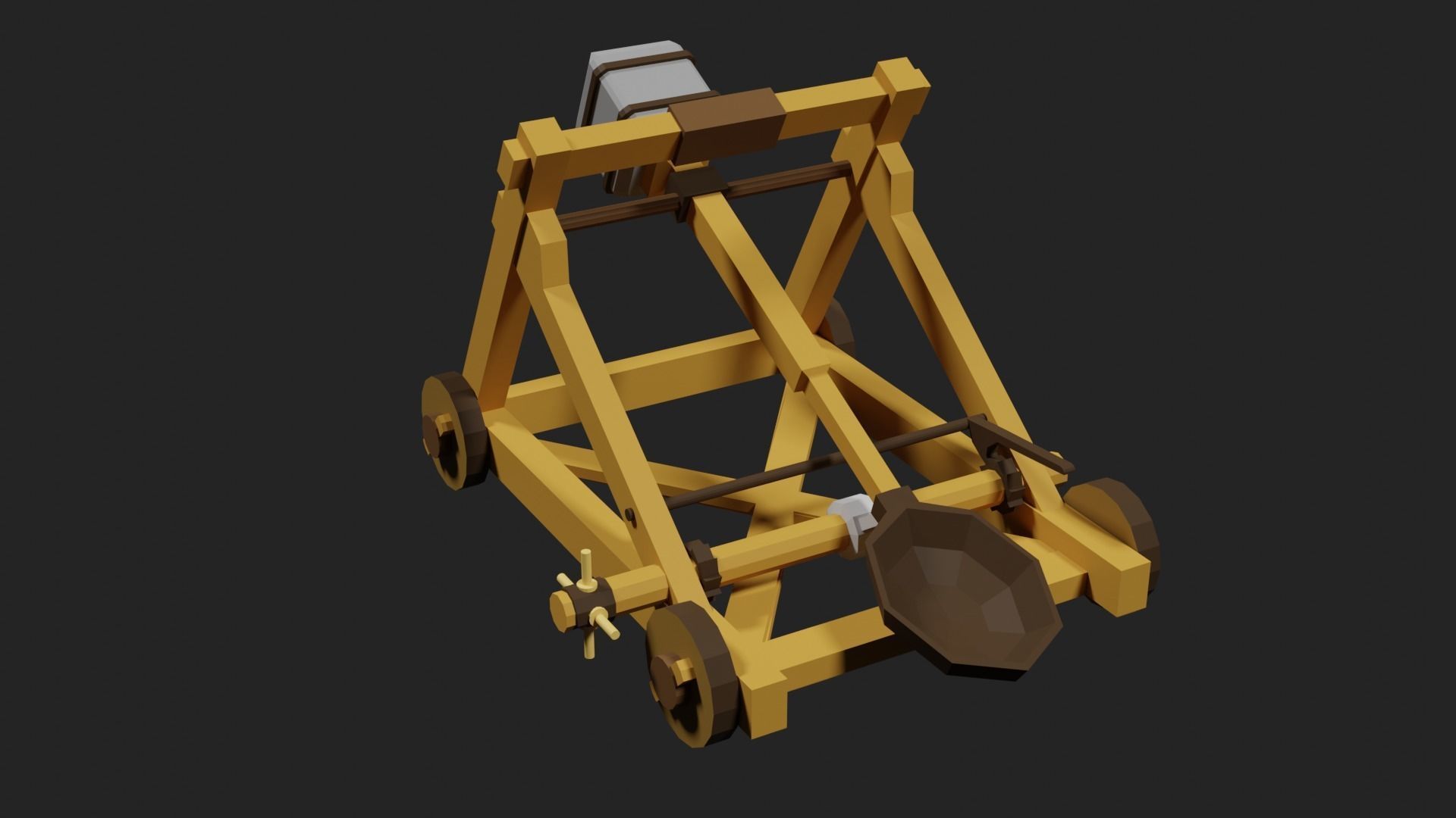 Lowpoly Catapult Low-poly 3D model_2