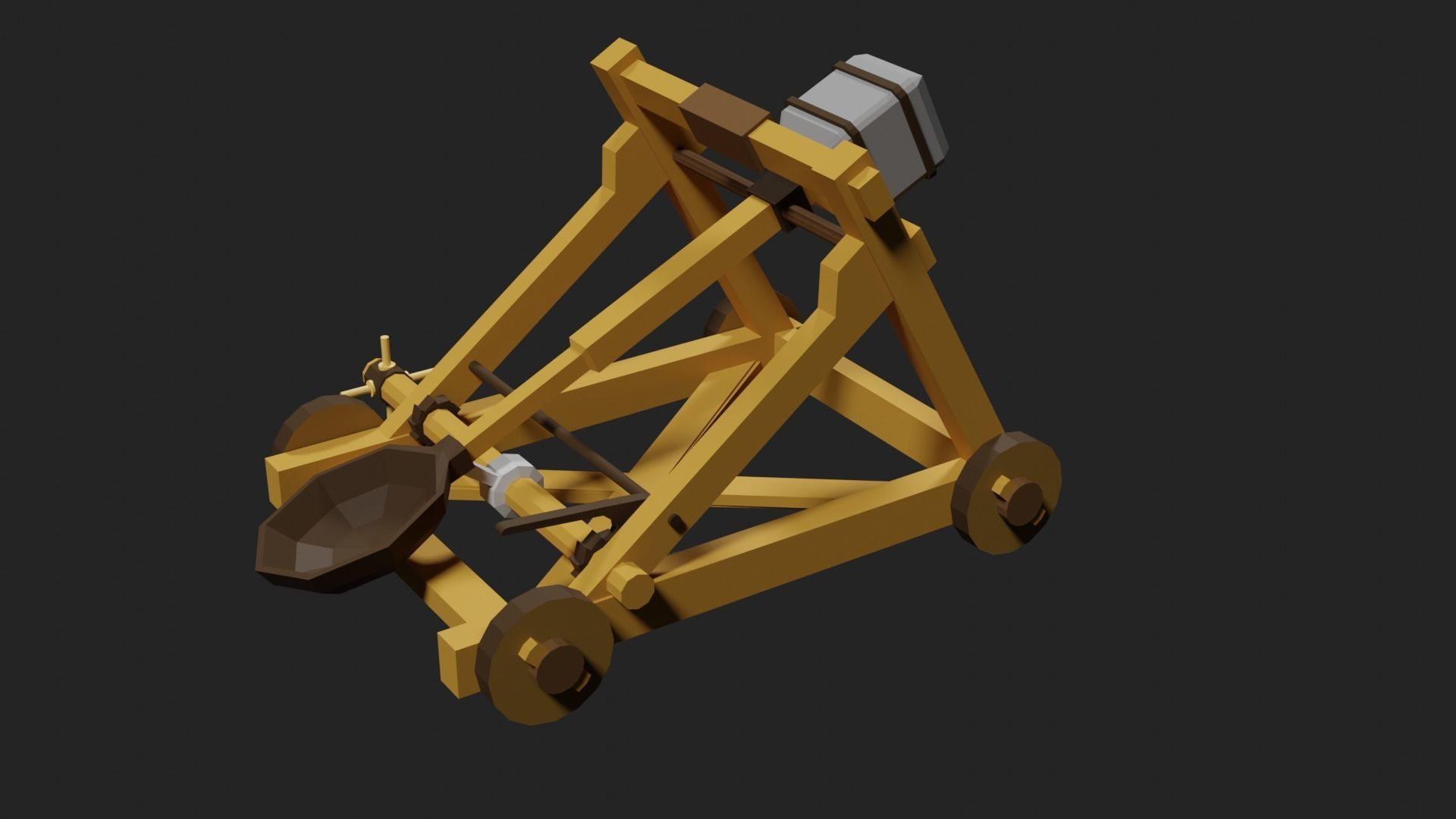 Lowpoly Catapult Low-poly 3D model_7