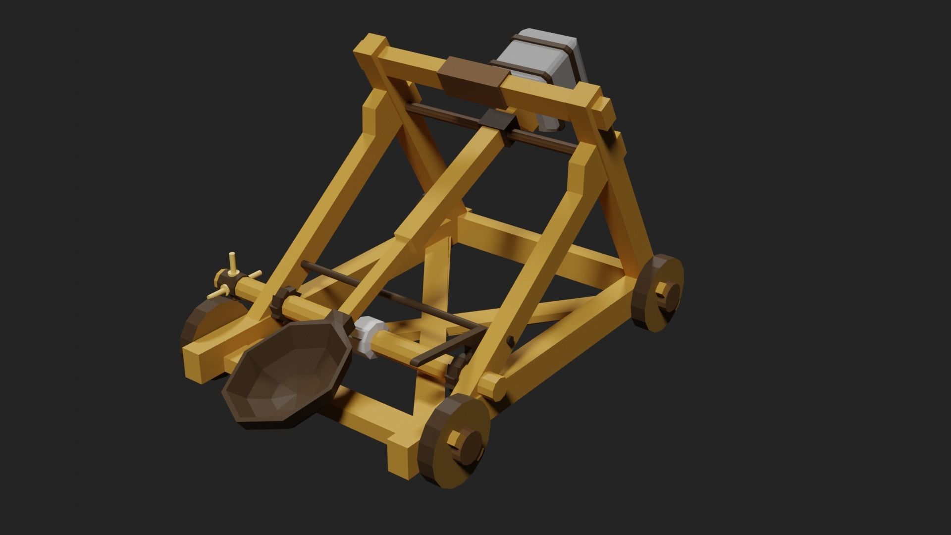 Lowpoly Catapult Low-poly 3D model_6