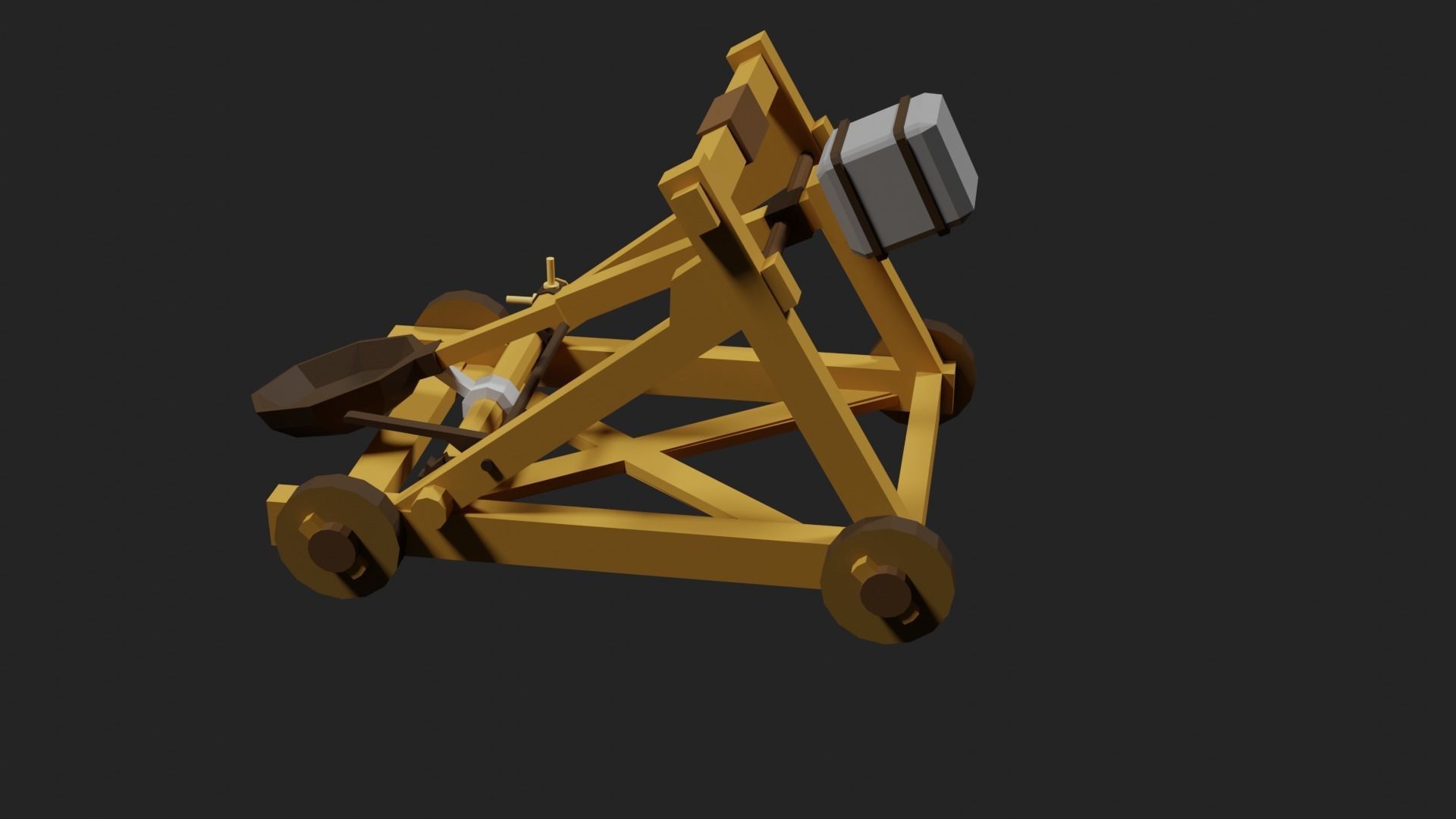 Lowpoly Catapult Low-poly 3D model_10
