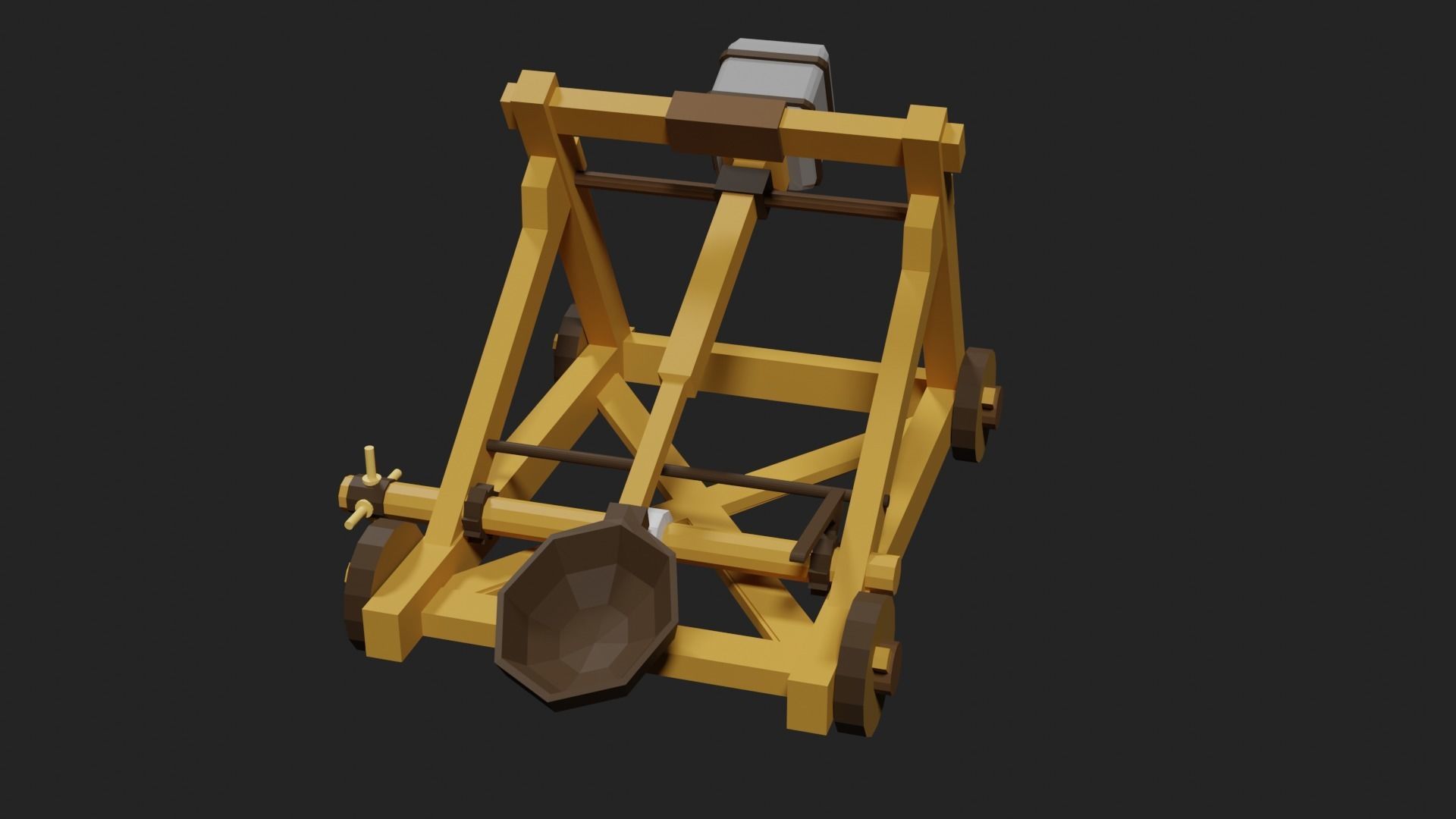Lowpoly Catapult Low-poly 3D model_5