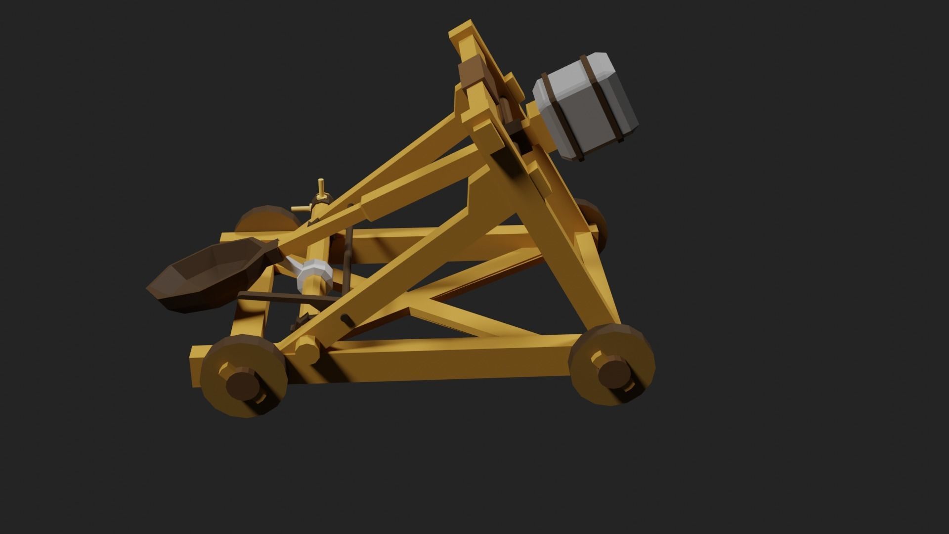 Lowpoly Catapult Low-poly 3D model_9