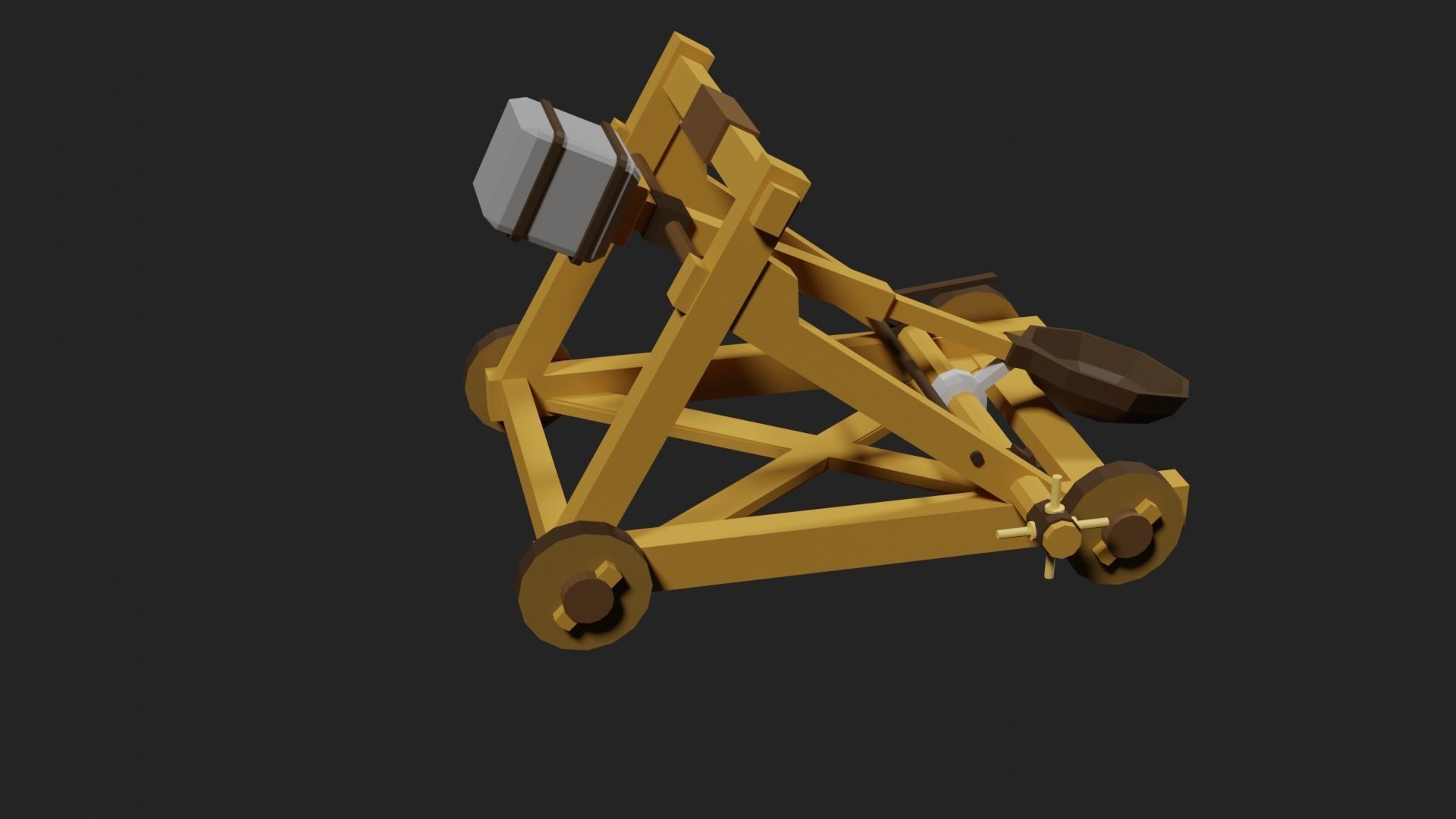 Lowpoly Catapult Low-poly 3D model_21