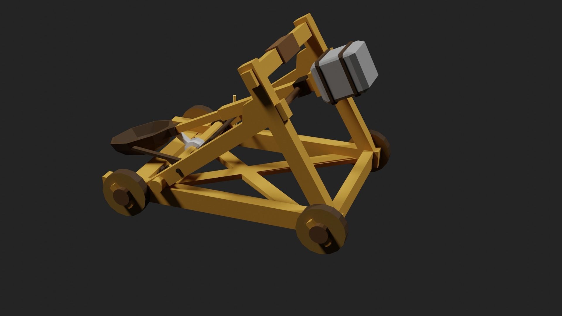 Lowpoly Catapult Low-poly 3D model_11