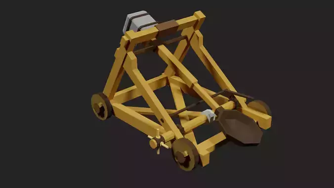 Lowpoly Catapult Low-poly 3D model