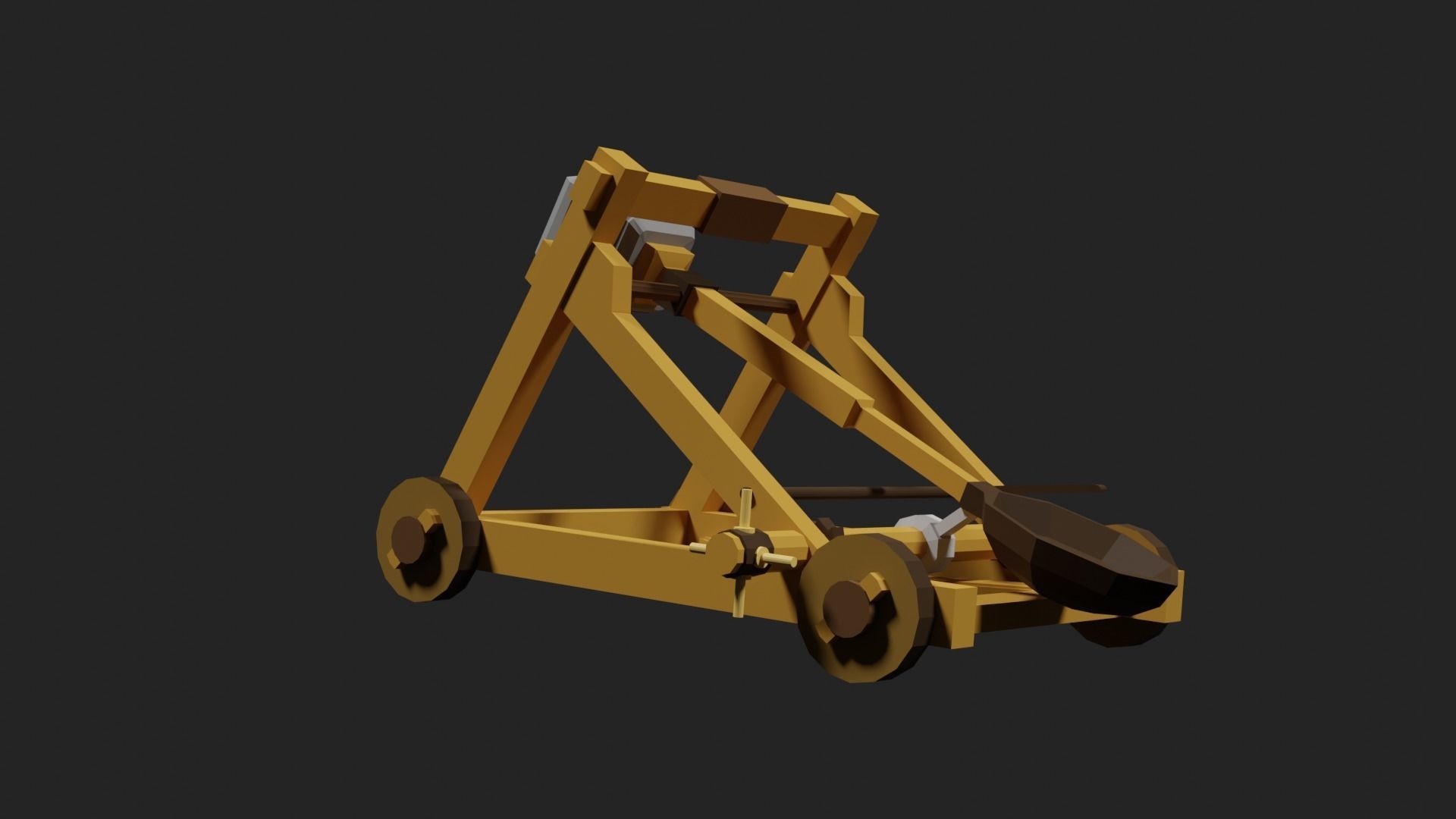 Lowpoly Catapult Low-poly 3D model_31