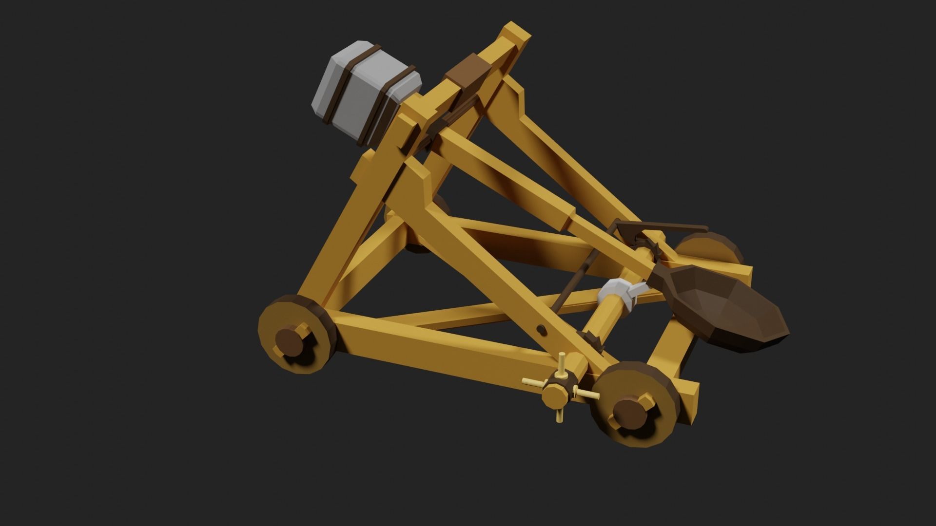 Lowpoly Catapult Low-poly 3D model_23