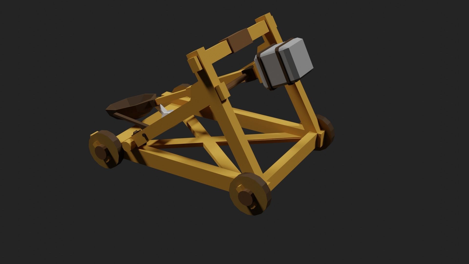 Lowpoly Catapult Low-poly 3D model_12