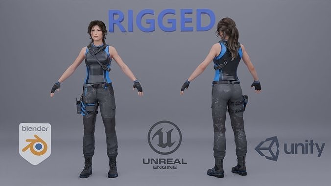 Lara Croft Tom Raider Sci fi RIGGED Game Ready 3D model