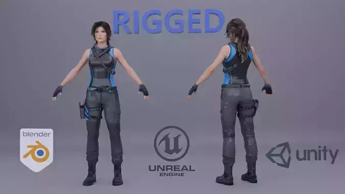 Lara Croft Tom Raider Sci fi RIGGED Game Ready 3D model