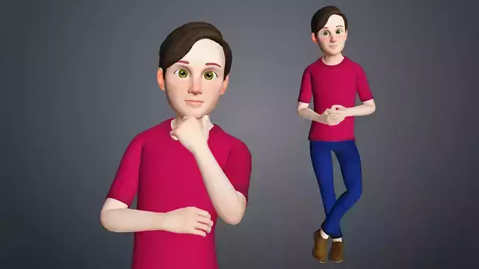 Cartoon Man Rigged Character - Father Uncle Boss Male 3D model