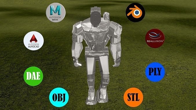 Animated Metal Robot 3D model