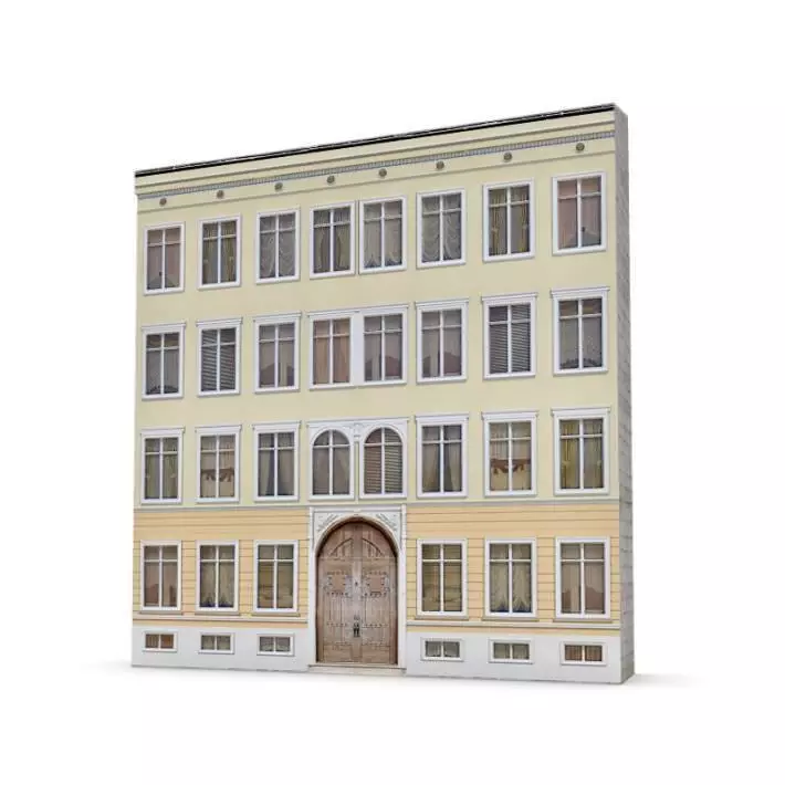 Four Story Building Facade 3D model_0