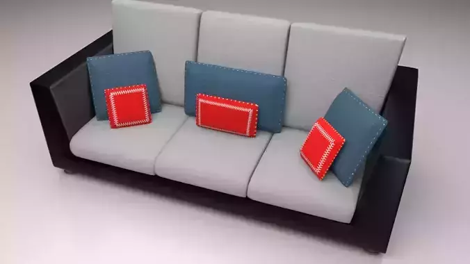 sofa set with cushions 3D model