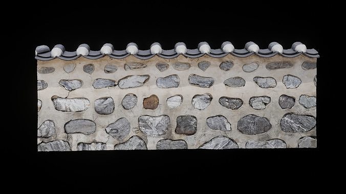 Korean style stone wall 3D model