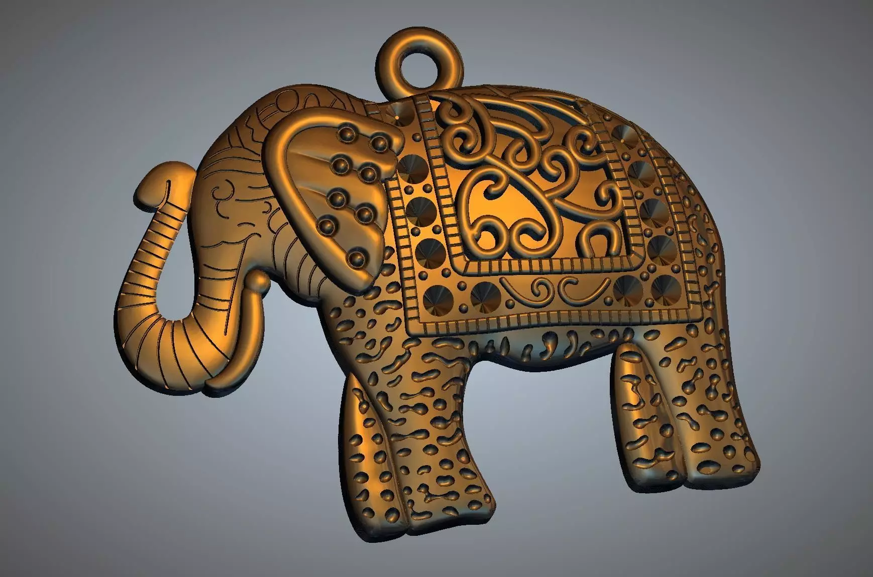 Elephant pendant 3D print model_0