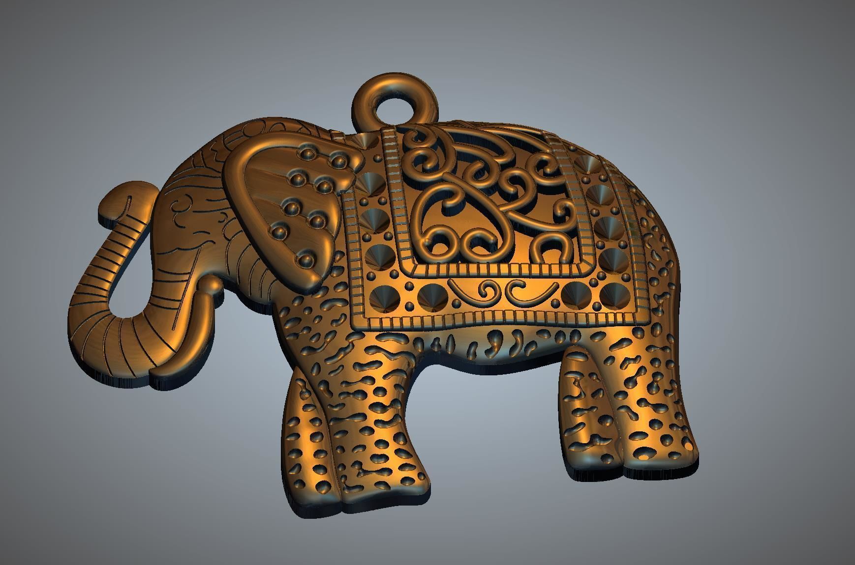 Elephant pendant 3D print model_1
