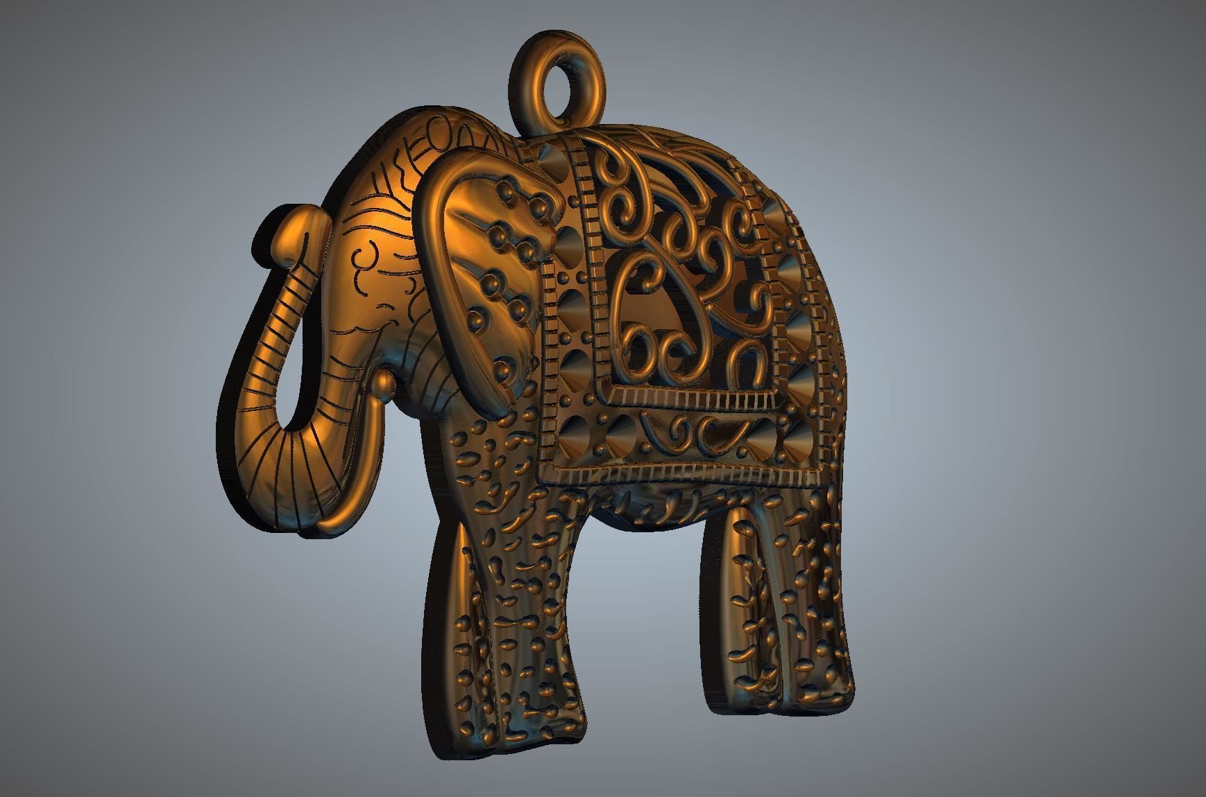 Elephant pendant 3D print model_3