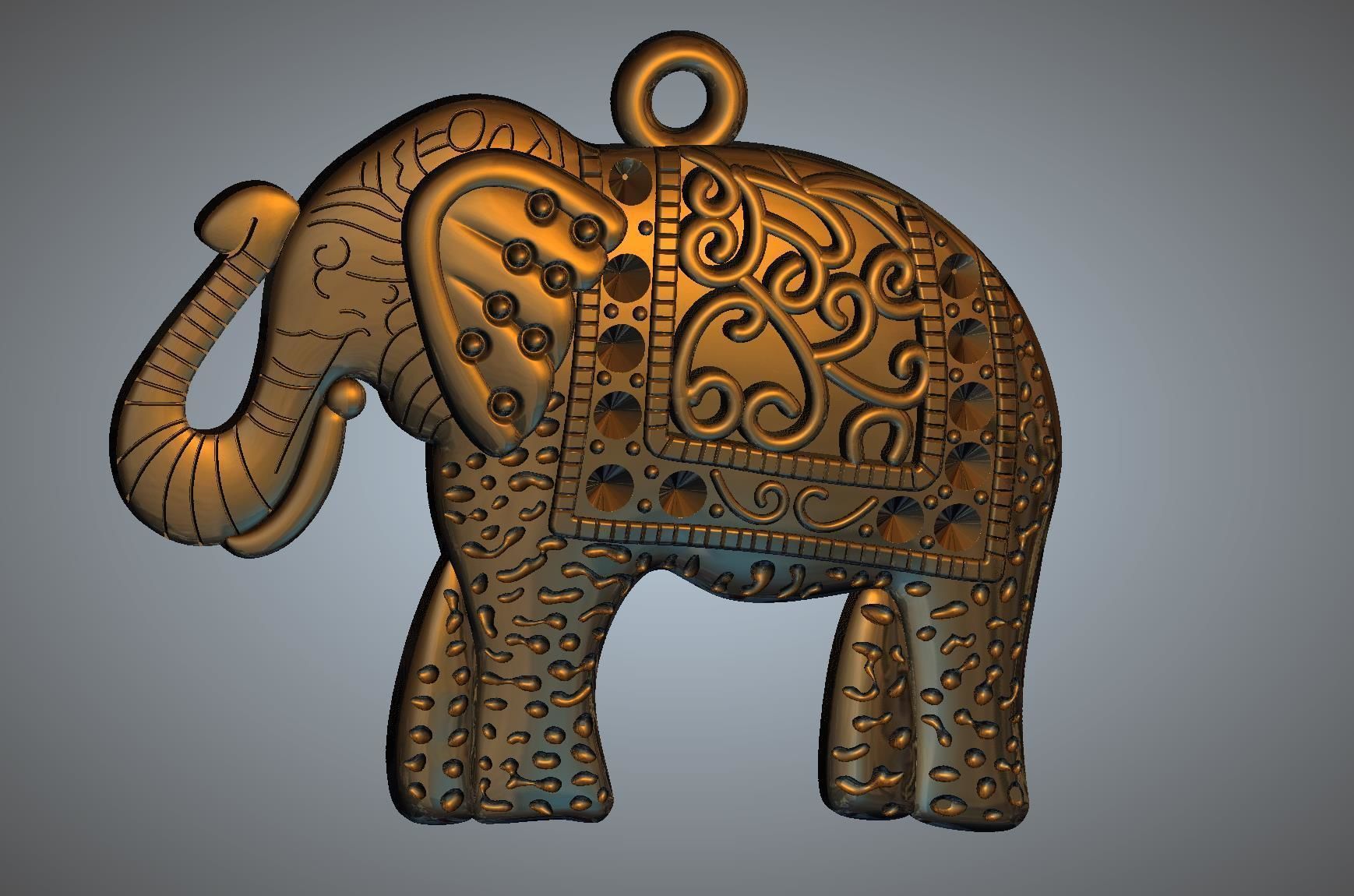 Elephant pendant 3D print model_2