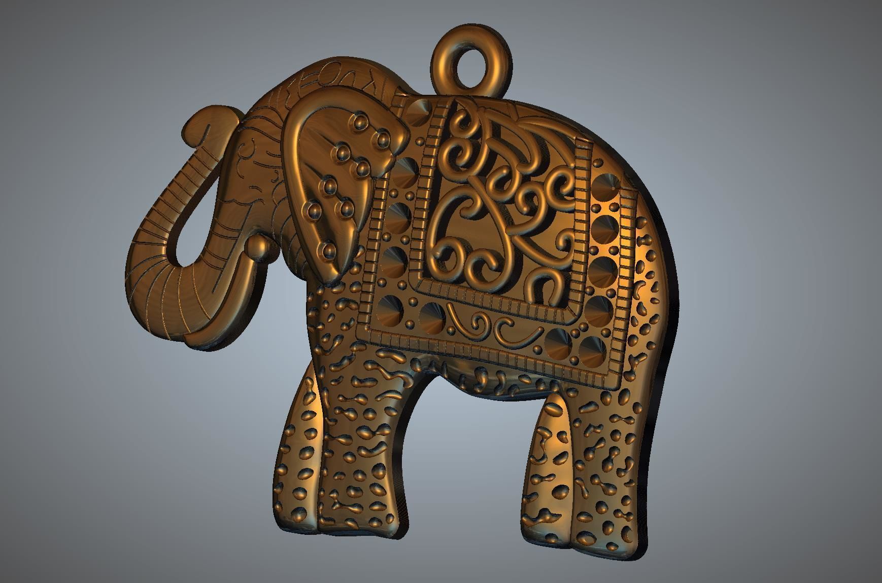 Elephant pendant 3D print model_4