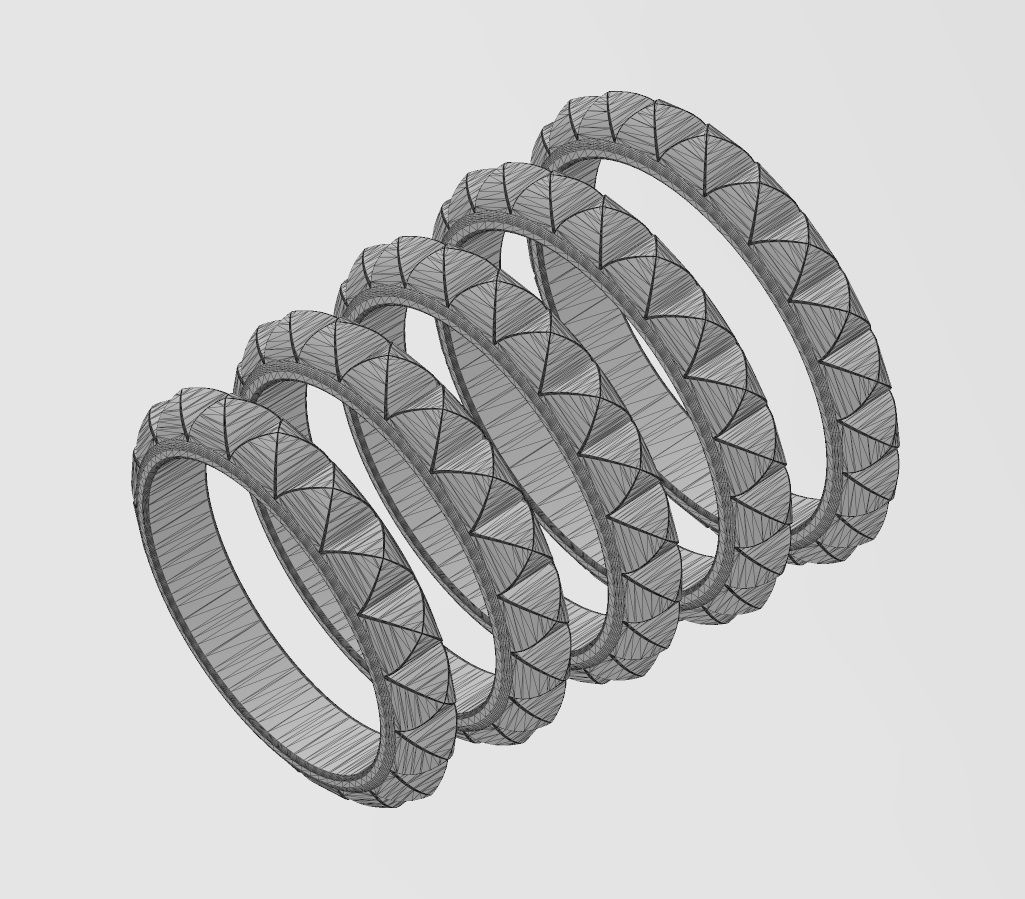 Rounded pyramid studs eternity band US sizes 5to9 3D print model_12