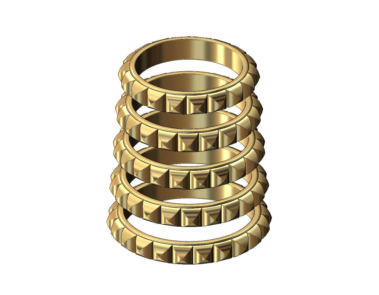 Rounded pyramid studs eternity band US sizes 5to9 3D print model_2