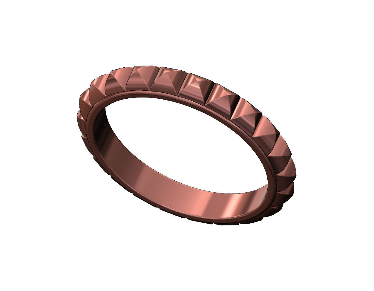 Rounded pyramid studs eternity band US sizes 5to9 3D print model_8