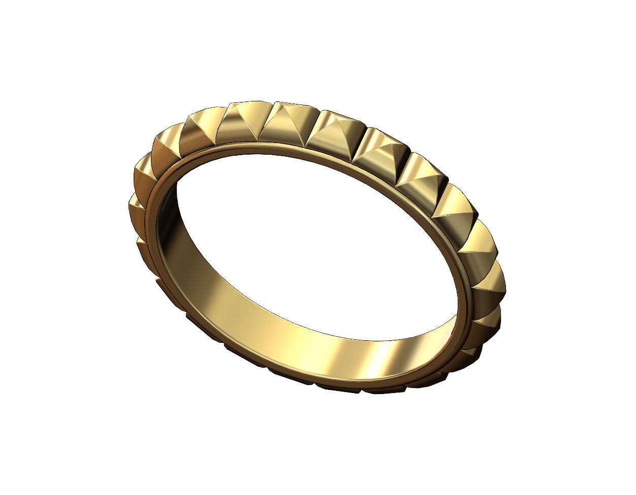 Rounded pyramid studs eternity band US sizes 5to9 3D print model_3