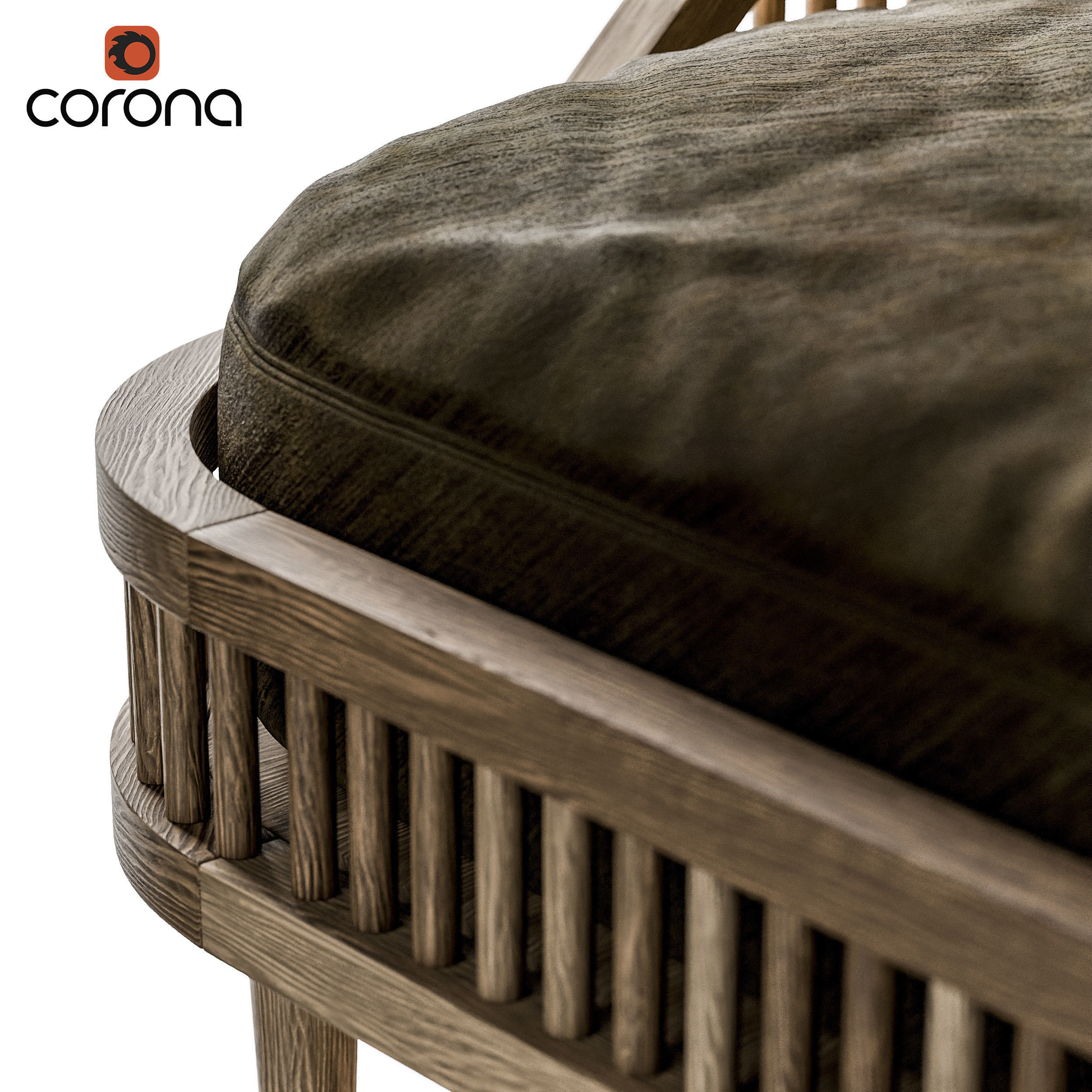 Wooden Lounge Chair 3D model_2