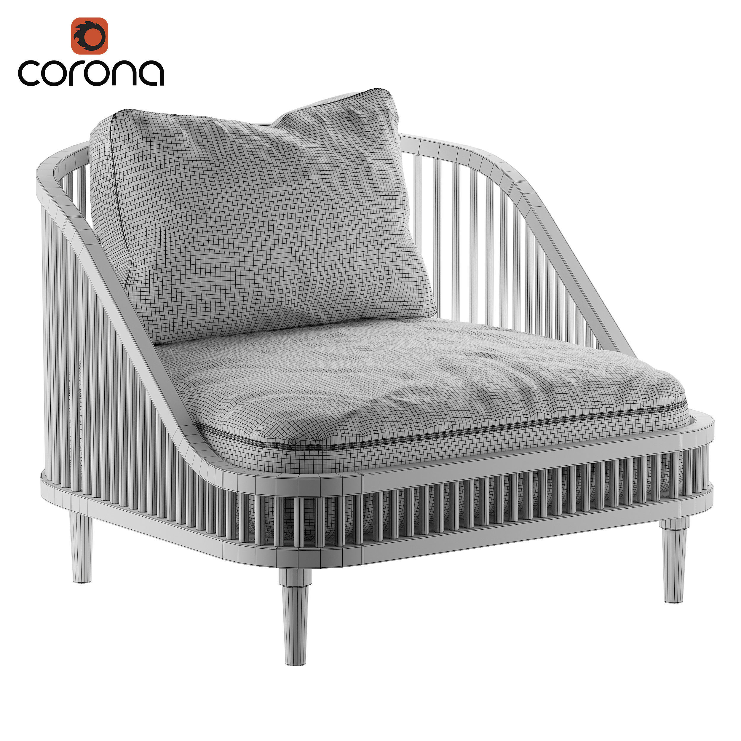 Wooden Lounge Chair 3D model_3