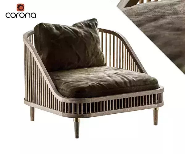 Wooden Lounge Chair 3D model