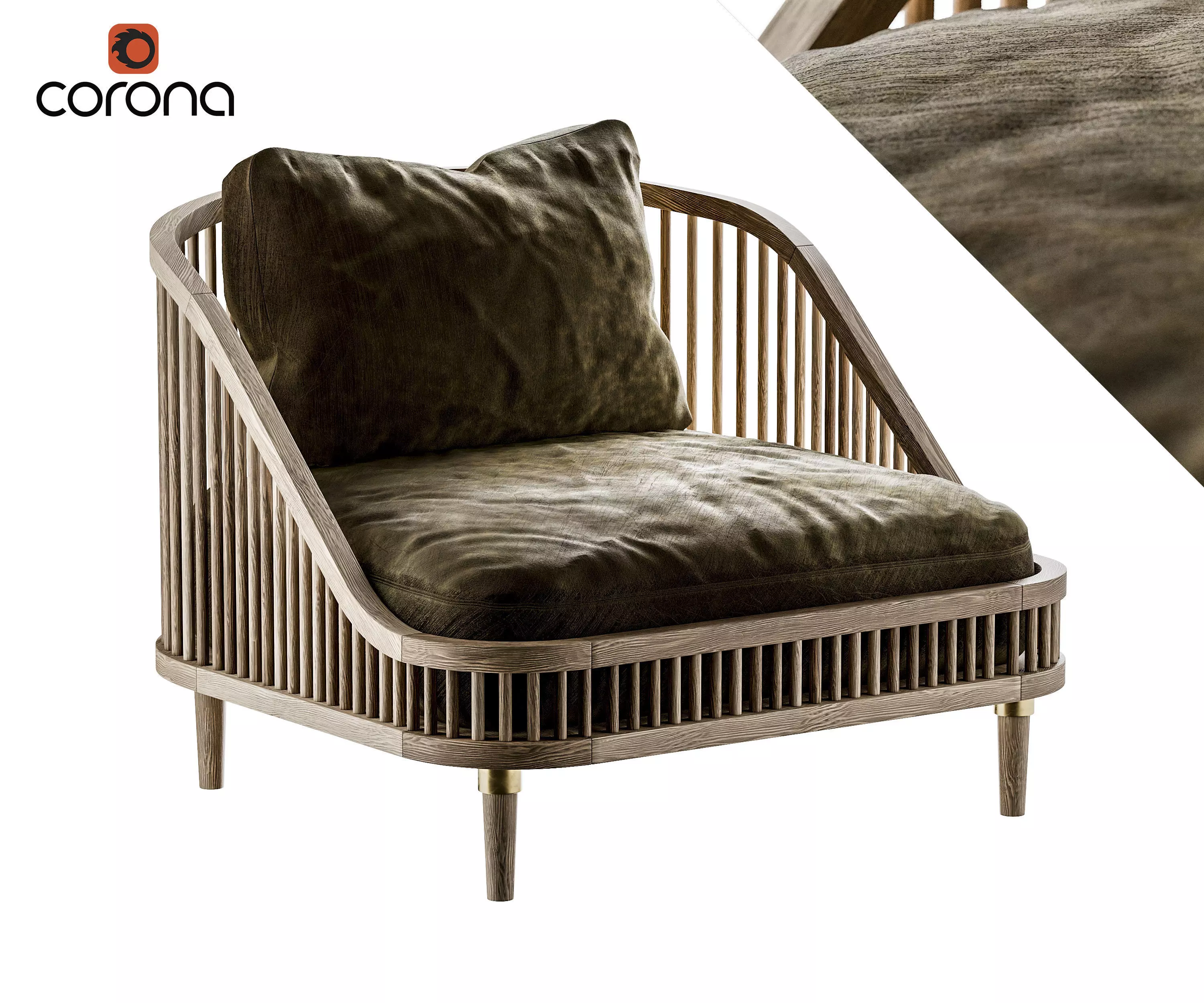 Wooden Lounge Chair 3D model_0