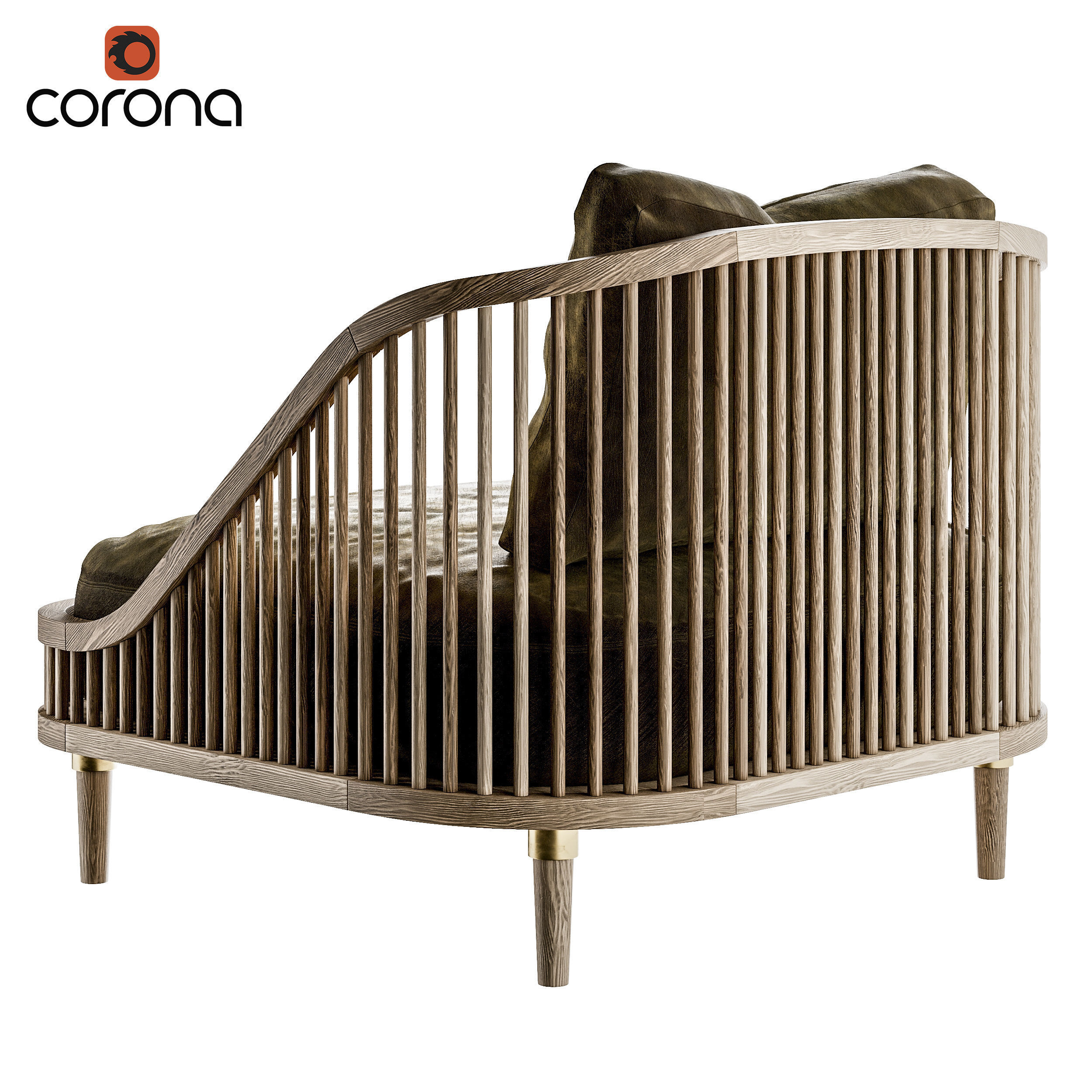 Wooden Lounge Chair 3D model_1