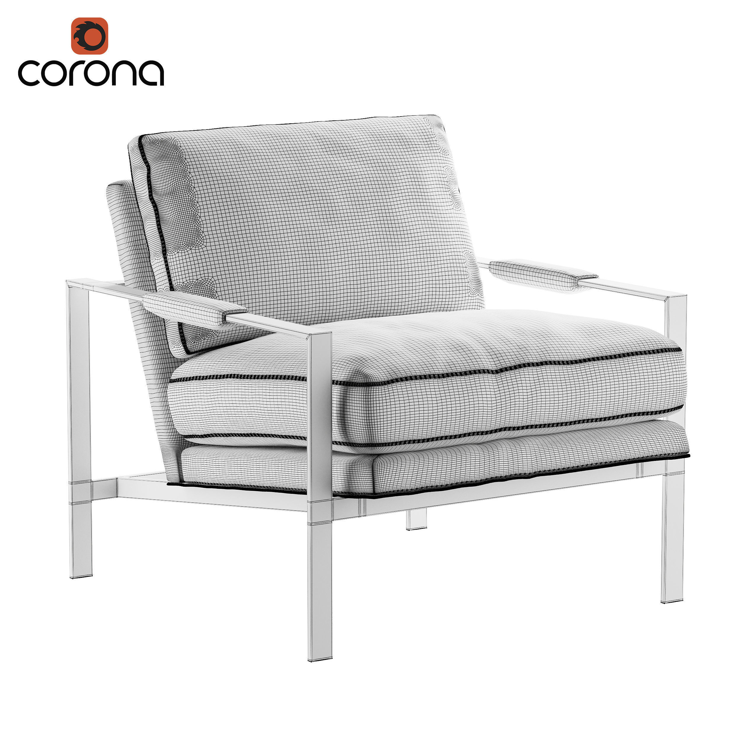 Metal Frame Armchair 3D model_3